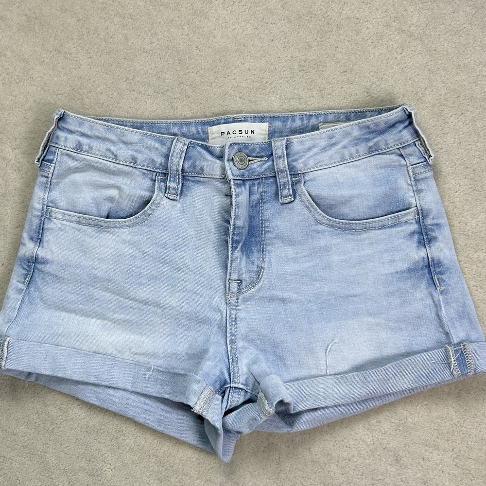 Pacsun Womens 27 Jean Shorts Super Stretch Shortie Light Blue Boho Festival